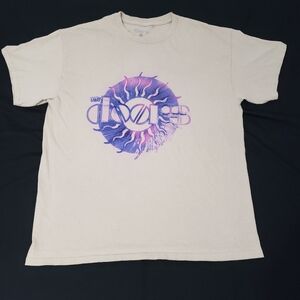 The Doors Official Logo Band T-shirt Men's Off White Cream & Purple L Cotton